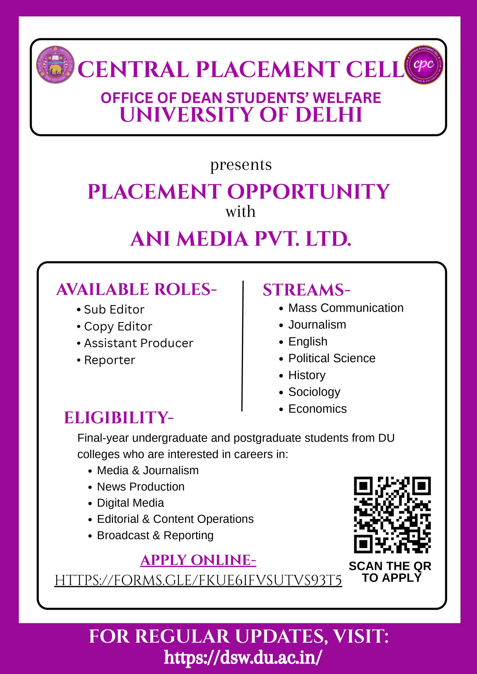 ANI_ Placement opportunity