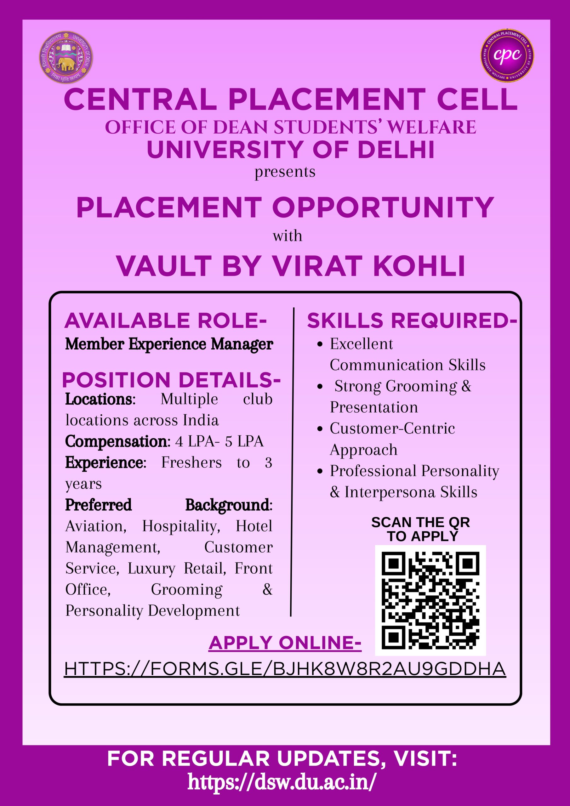 VaultbyVIratKholi_ Placement opportunity